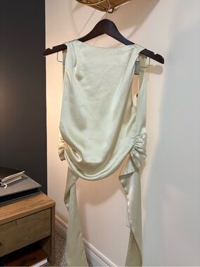 Zara Open Back Satin Top in Butter Yellow